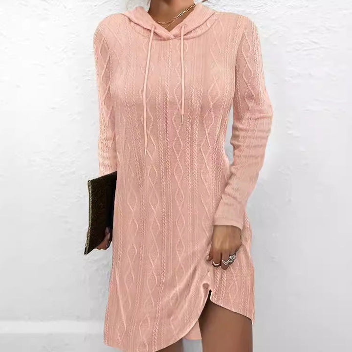 Damen Hoodie-Kleid mit Struktur und seitlichem Schlitz W&W Mode