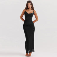 Damen Elegantes Maxikleid mit raffinierten Rüschendetails und verstellbaren Trägern W&W