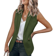 Damen ärmellose Blazer-Jacke mit elegantem Schnitt und Seitentaschen WW