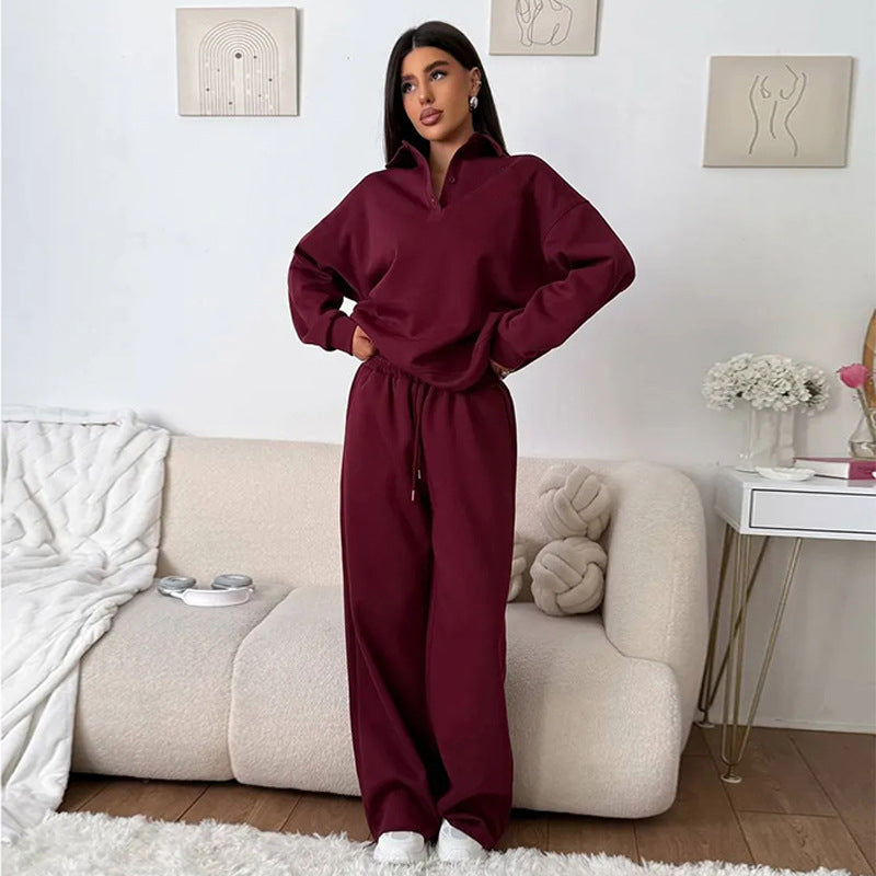 Damen bequemer Poloshirt und lockere Hose Set WW