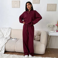 Damen bequemer Poloshirt und lockere Hose Set WW