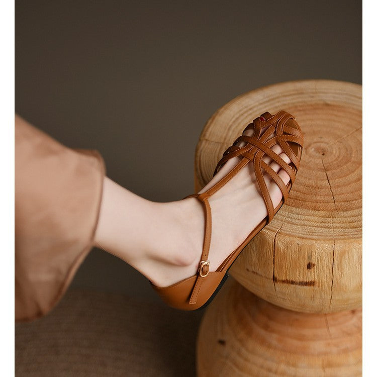 Damen elegante Flachsandalen mit verstellbarem Riemen und modischem Schnitt WW