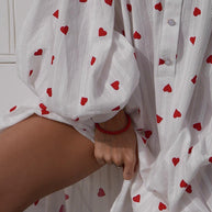 Damen Baumwoll-Maxi-Kleid mit Herzen und langen Ärmeln WW