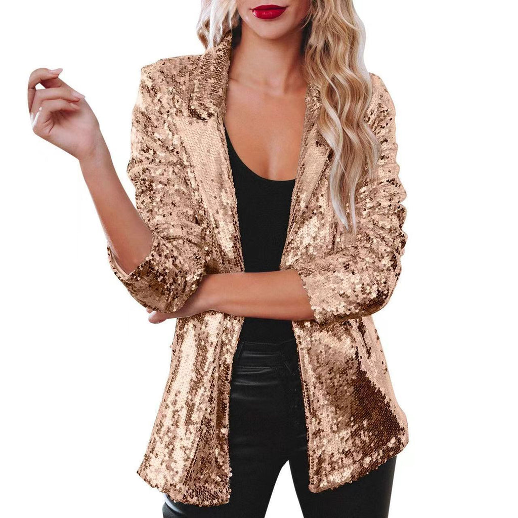 Damen eleganter Paillettenblazer mit schimmerndem Finish WW