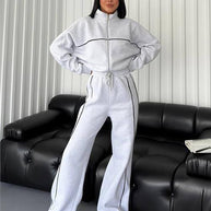 Damen sportlicher Crop-Top und weite Trainingshose Set WW