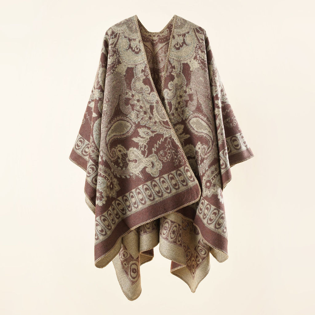Damen Eleganter Poncho mit kunstvollem floralen Muster und luxuriösem Feel WW