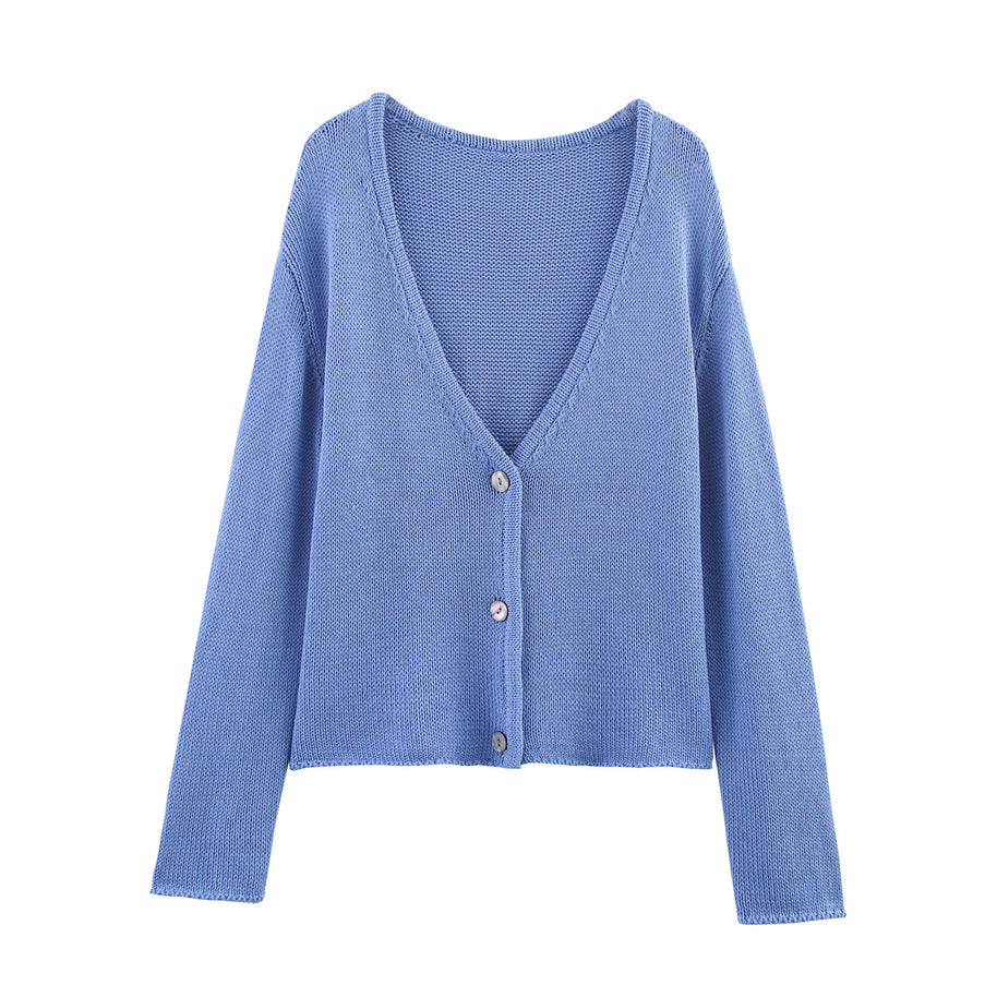Damen Strickjacke mit V-Ausschnitt und elegantem Knopfverschluss WW