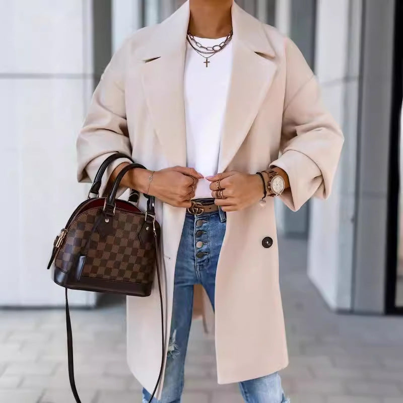 Dame Eleganter Doppelreiher Mantel WW