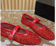 Damen Strass-beschmückte Mary Jane Flats WW