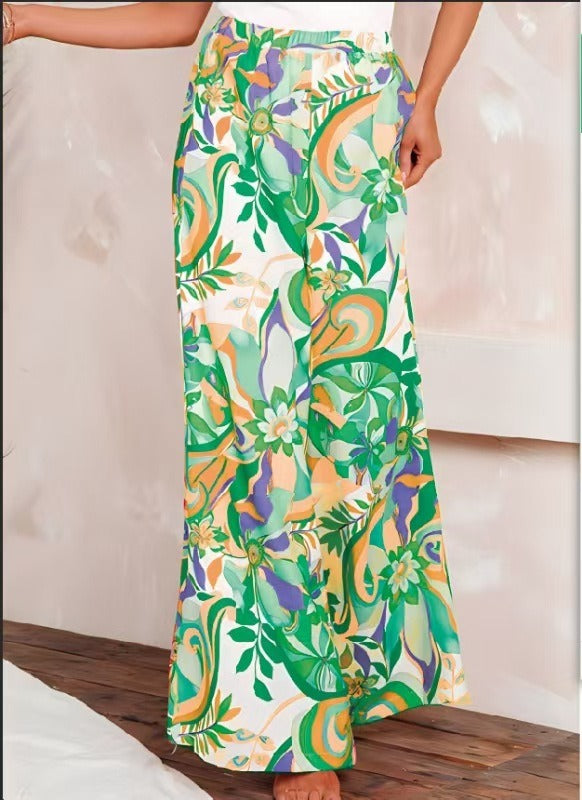 Damen Langer, luftiger Maxirock mit buntem floralem Design WW