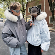 Damen Sportliche Winterjacke mit abnehmbarem Kunstfellkragen und praktischen Taschen WW