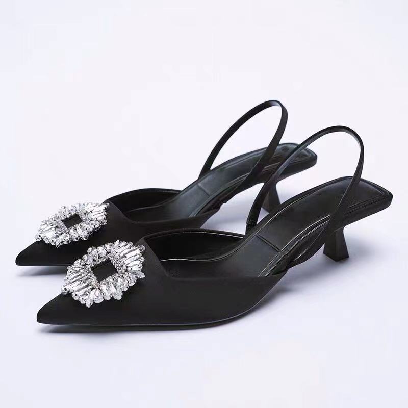 Damen Slingback-Pantoletten mit funkelndem Schmuckdetail und elegantem Design WW