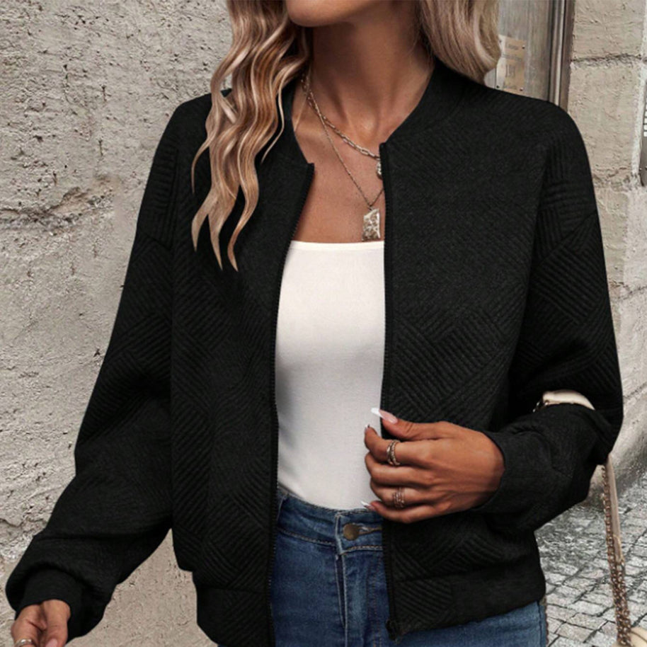 Damen leichte Bomberjacke mit gestepptem Design und praktischen Taschen WW