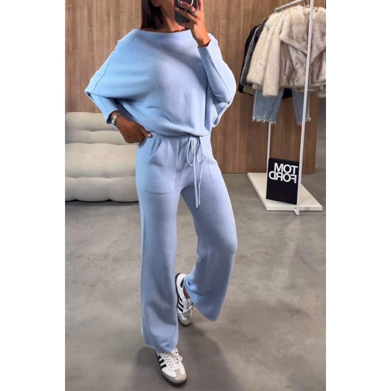 Damen bequeme Loungewear aus weichem Strickmaterial mit weitem Schnitt WW