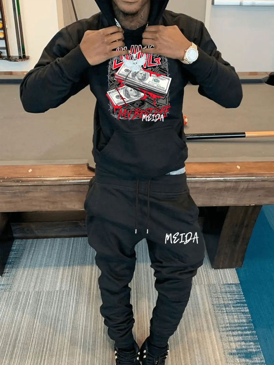 Damen Sportliches Hoodie und Jogginghose Set mit kreativem Druck WW