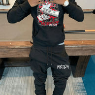 Damen Sportliches Hoodie und Jogginghose Set mit kreativem Druck WW