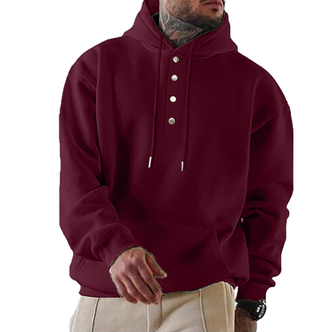 Herren Kapuzenpullover mit Knopfleiste und lässigem Schnitt W&W Mode