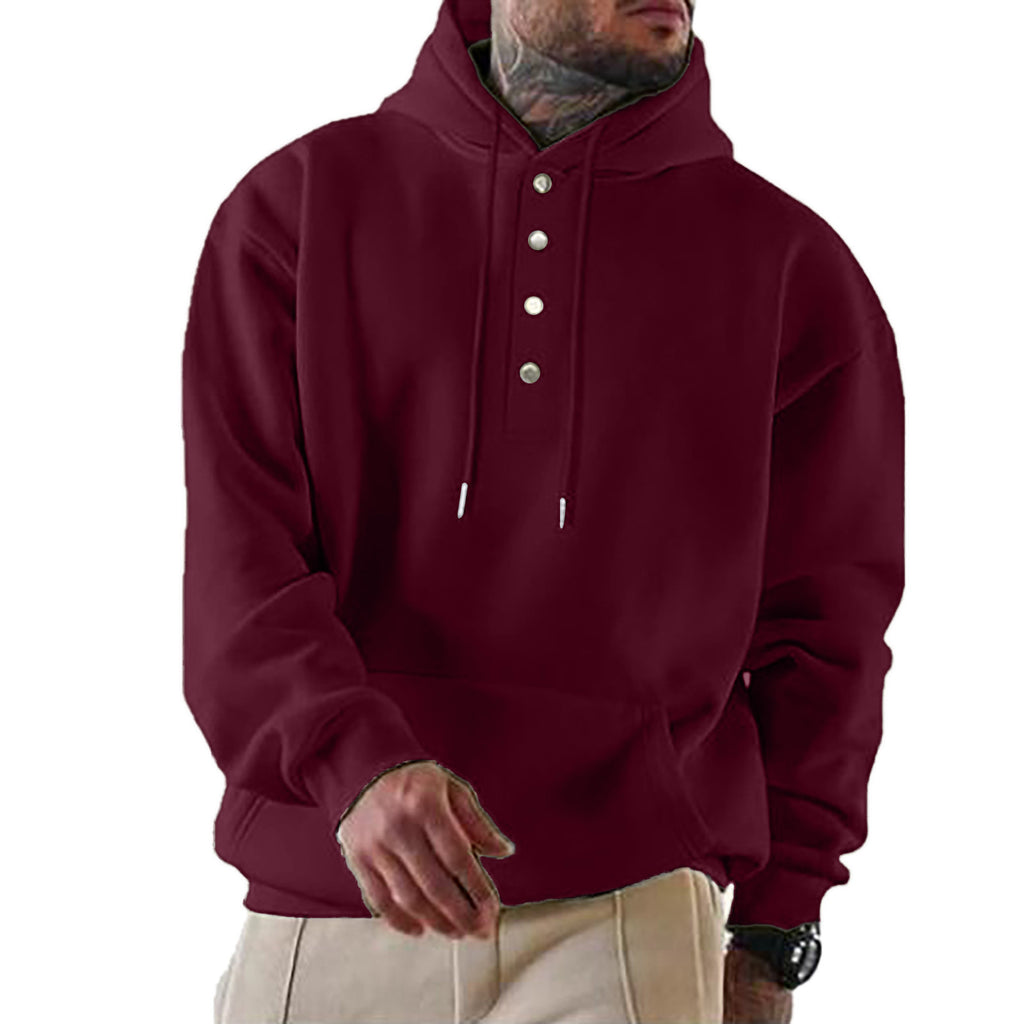 Herren Kapuzenpullover mit Knopfleiste und lässigem Schnitt WW