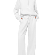 Damen Sportliches Loungewear-Set mit hohem Kragen und weiten Beinen WW