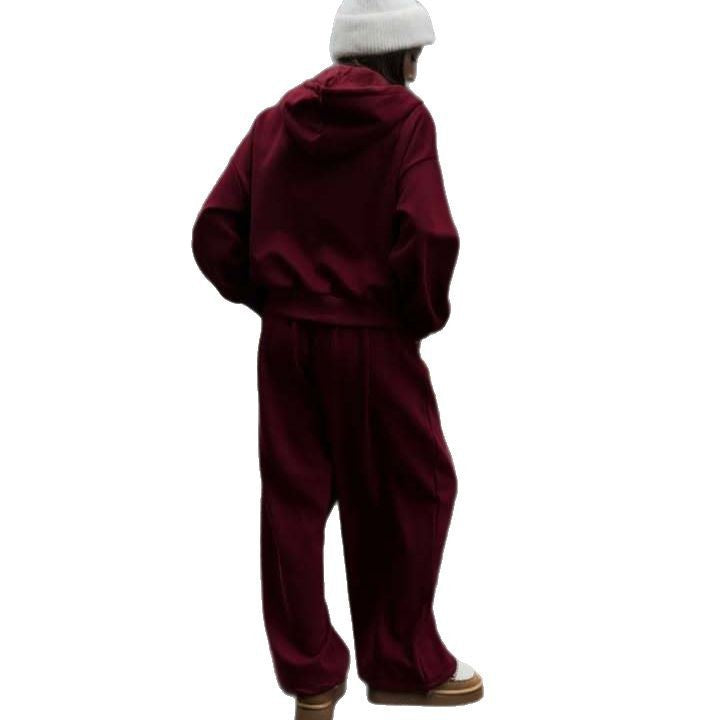 Damen sportlicher Hoodie mit weitem Schnitt und bequemen Jogginghosen WW