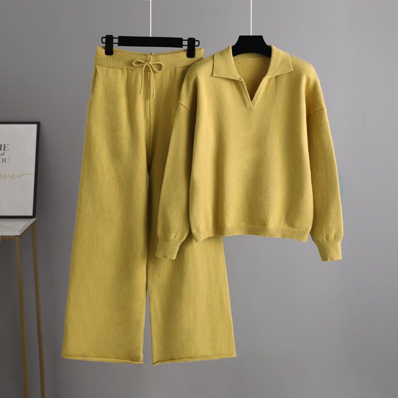Damen bequeme Strickjacke mit weitem Schnitt und passenden Hosen WW