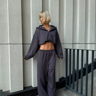 Damen sportlicher Kapuzenpullover und weite Freizeithose Set WW