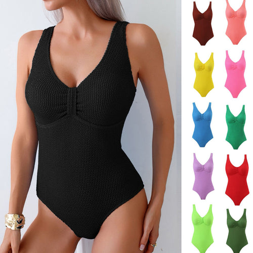 Damen Einteiliger Badeanzug mit strukturiertem Obermaterial und sportlichem Schnitt WW