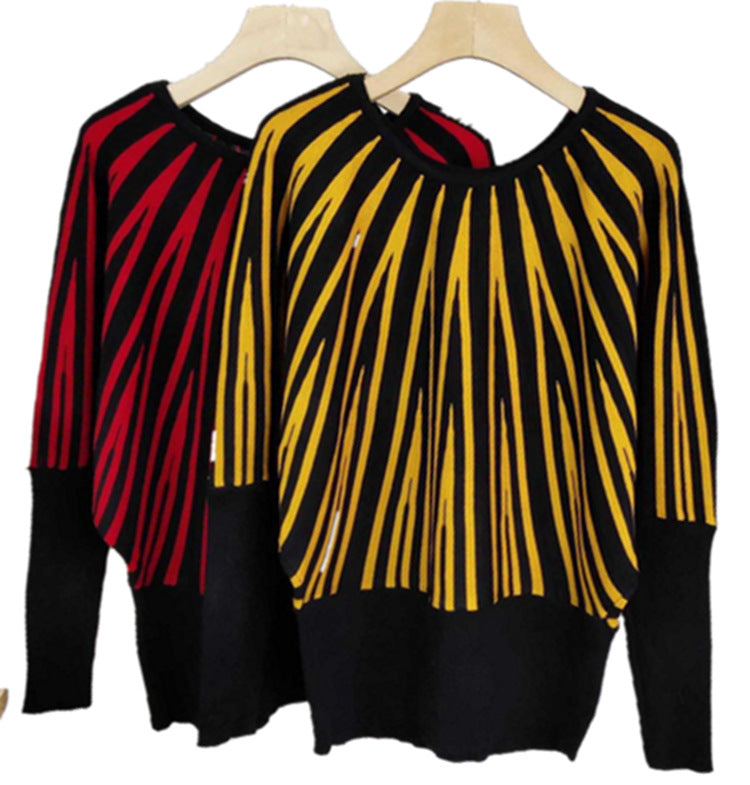 Damen Pullover mit modernem Streifenmuster und lässigem Schnitt WW