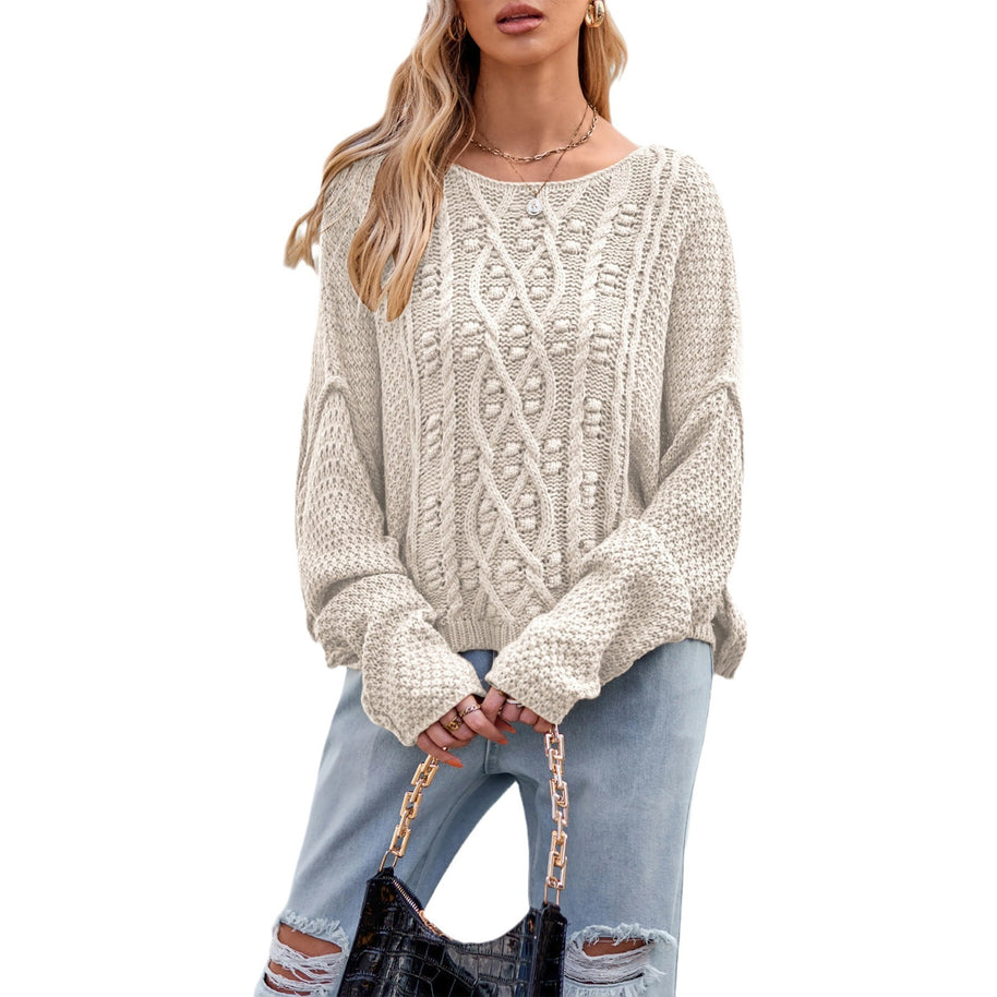 Damen Strickpullover mit strukturiertem Zopfmuster WW