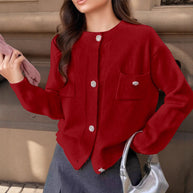 Damen Strickjacke mit eleganten Knopfdetails und praktischen Taschen WW