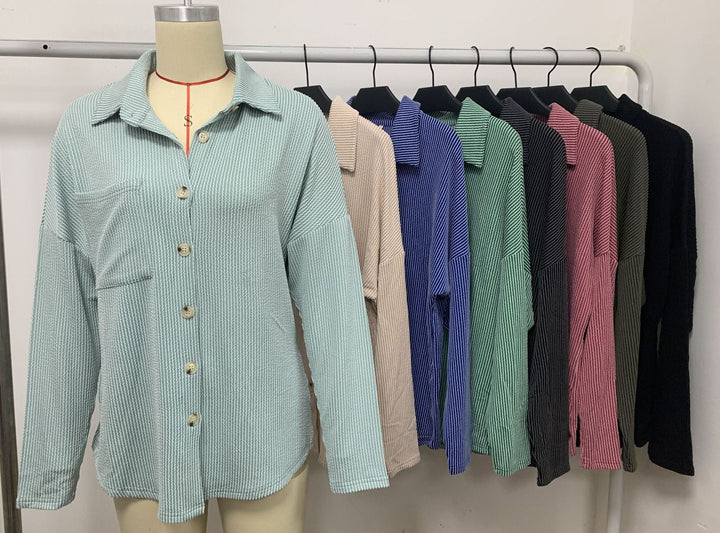 Damen lässige Strickjacke mit Knopfleiste W&W Mode