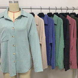 Damen lässige Strickjacke mit Knopfleiste WW