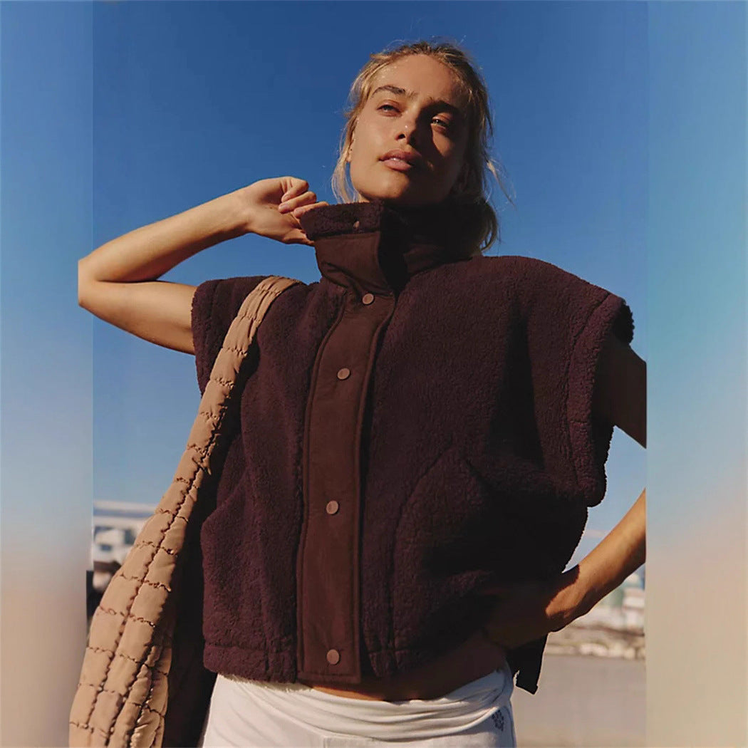 Damen Sportliche Fleece-Jacke mit hohem Kragen und Weitenregulierung WW