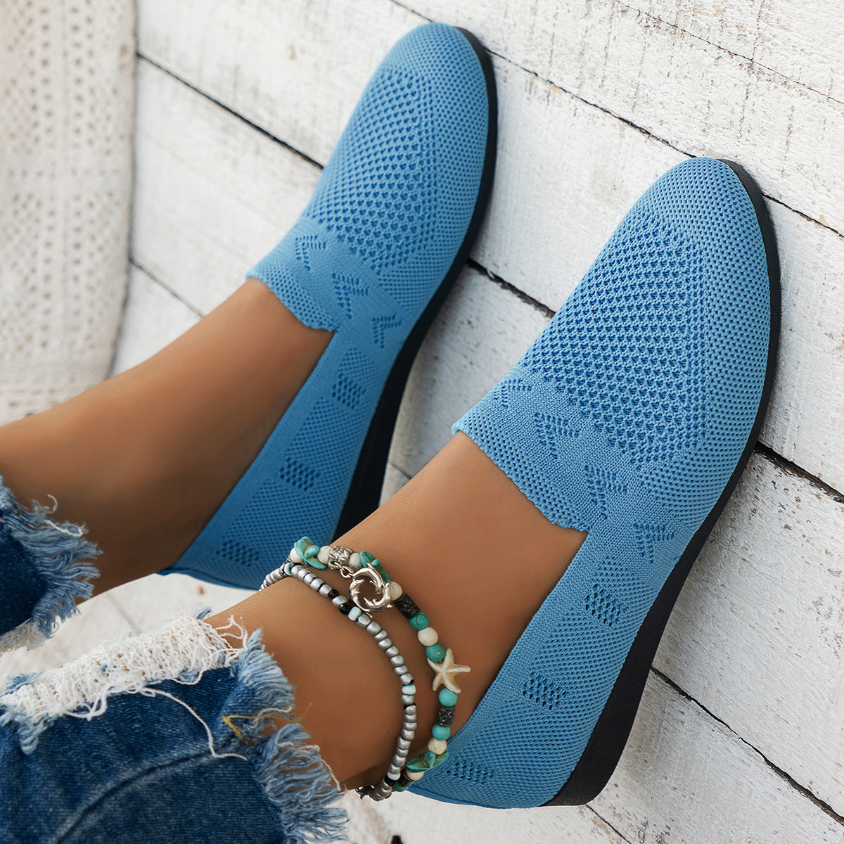 Damen Atmungsaktive Slip-On Espadrilles mit flexiblem Fußbett WW