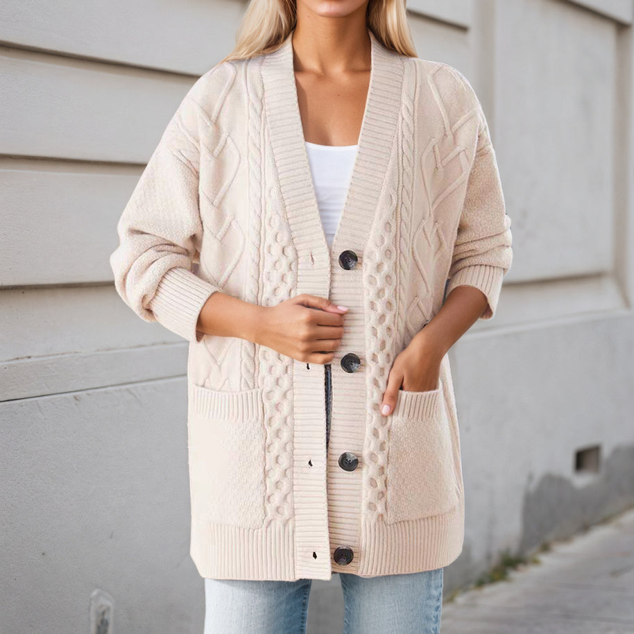 Damen Strickjacke mit Struktur und praktischen Taschen WW