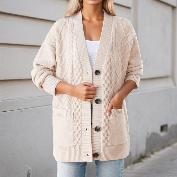 Damen Strickjacke mit Struktur und praktischen Taschen WW