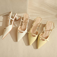 Damen Spitzeschuh Slingback-Absätze mit transparentem klobigen Blockabsatz WW