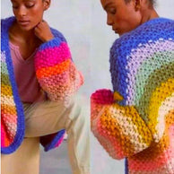 Damen Strickjacke mit buntem Farbverlauf und weitem Schnitt WW