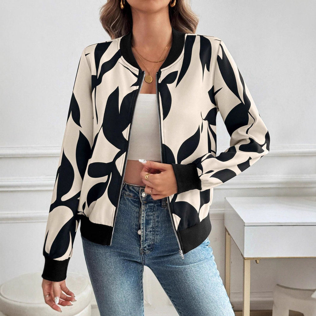 Damen Bomberjacke mit floralem Print und sportlichem Schnitt WW