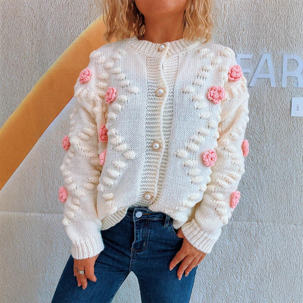 Damen Strickjacke mit floralen Applikationen und komfortablem Schnitt WW