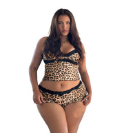 Damen Schlafanzug-Set mit Spitzenakzenten und Leo-Print WW