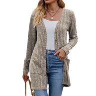 Damen Strickjacke mit strukturiertem Muster und praktischen Taschen WW