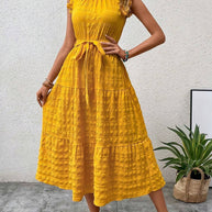 Damen Wickelkleid mit Rüschendetails und erzählt Kleidersaum WW