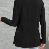 WW Schwarzes Rundhals schrägknopf Strickoberteil