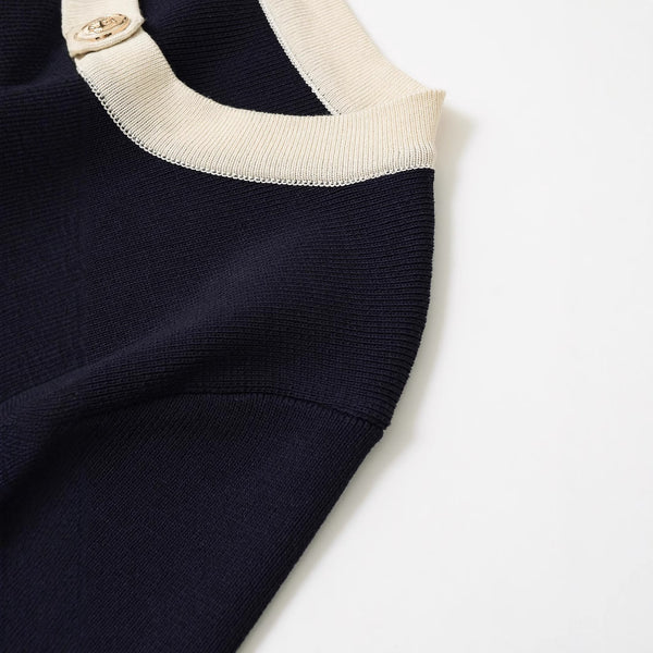 Damen Kurzarm Strickoberteil mit dekorativen Knöpfen und modernem Design WW
