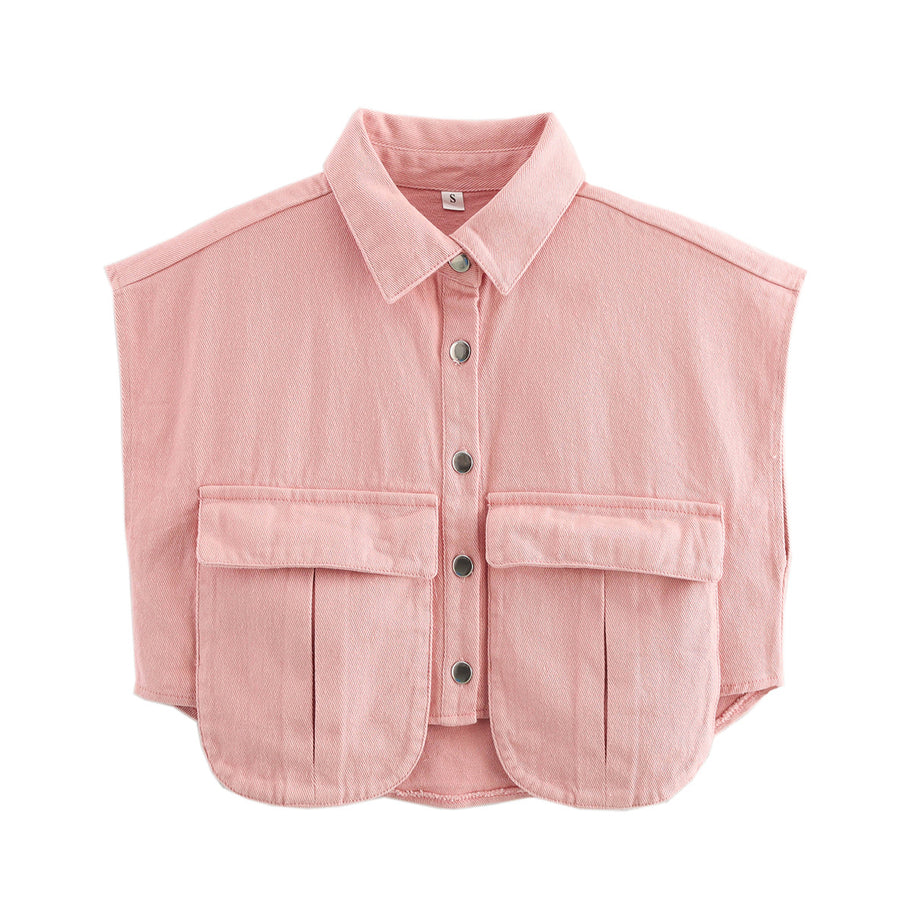 Damen ärmellose Utility-Bluse mit Taschen WW