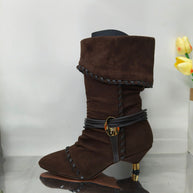 Damen Slouchy Knöchelstiefel mit dekorativem Schnallen-Detail WW