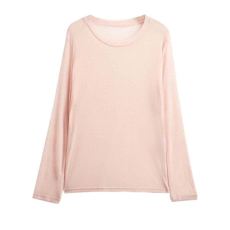 Damen transparentes Langarmshirt aus leichtem, luftdurchlässigem Material WW