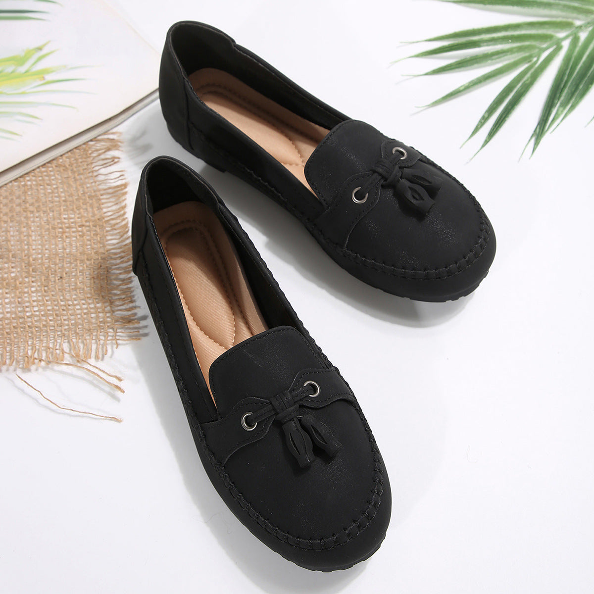 Damen bequeme Slipper mit dekorativem Bogen WW
