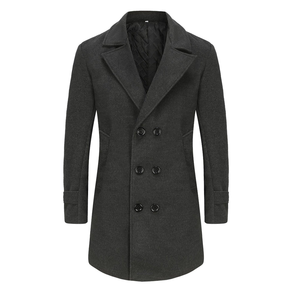 Herren eleganter Doppelreiher-Mantel mit schmalem Schnitt und gefüttertem Innenfutter WW